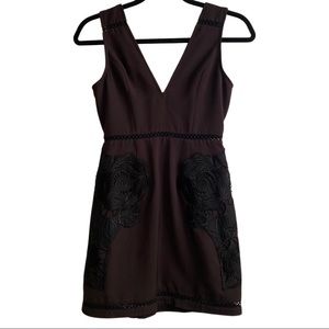 NBD Mini Dress Floral Appliqué in Black size XS